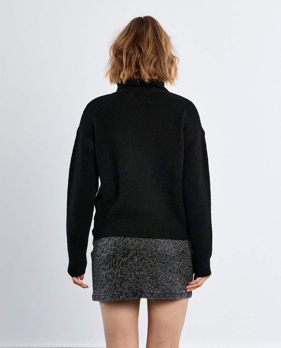 Jersey de mujer de manga larga cuello alto - Lili Sidonio - Negro Negro-4
