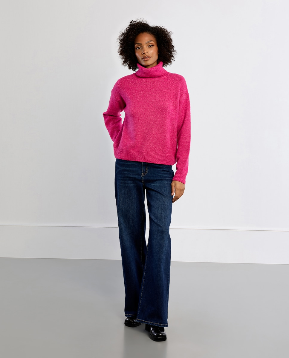 Jersey de mujer de manga larga cuello alto - Lili Sidonio - Rosa Rosa-2