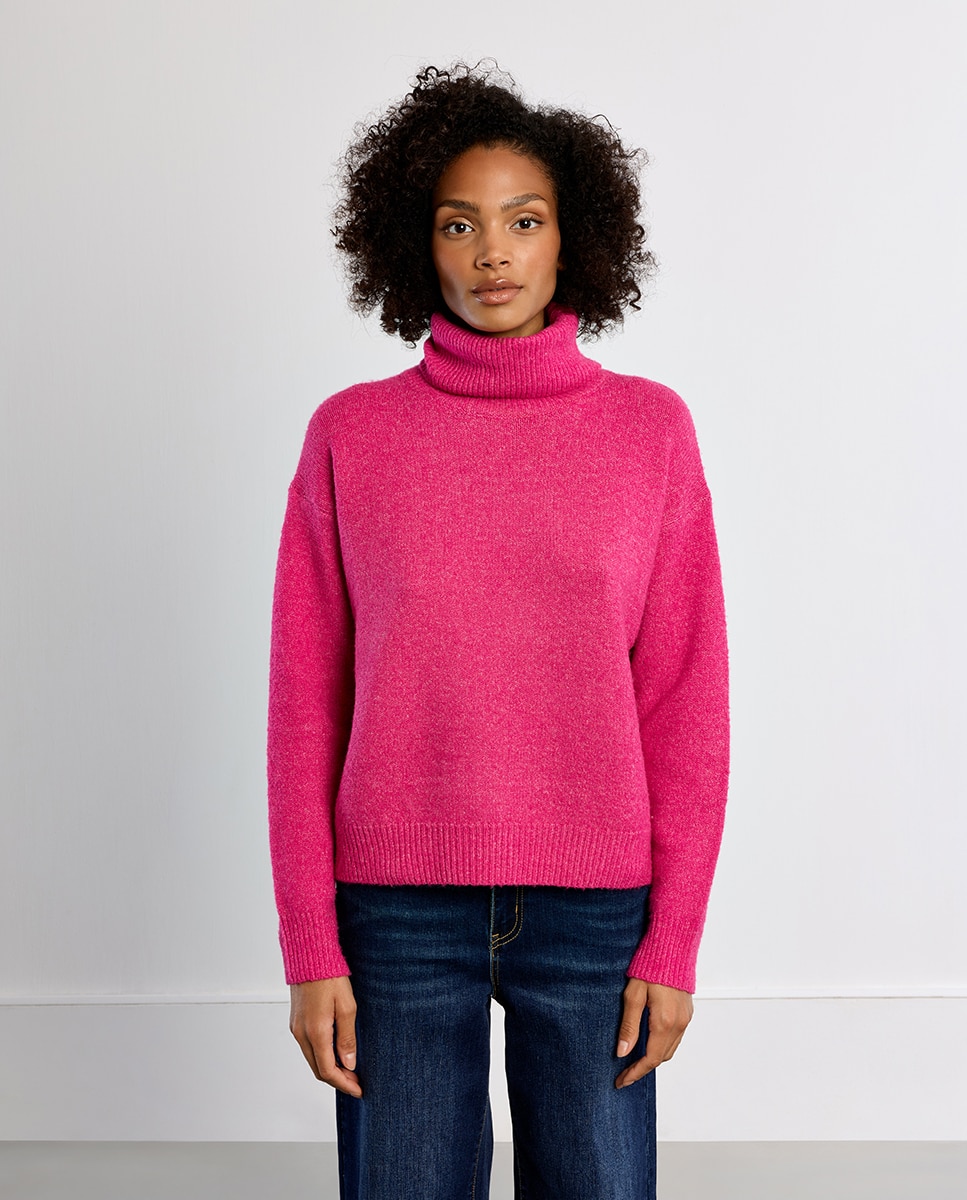 Jersey de mujer de manga larga cuello alto - Lili Sidonio - Rosa Rosa-3