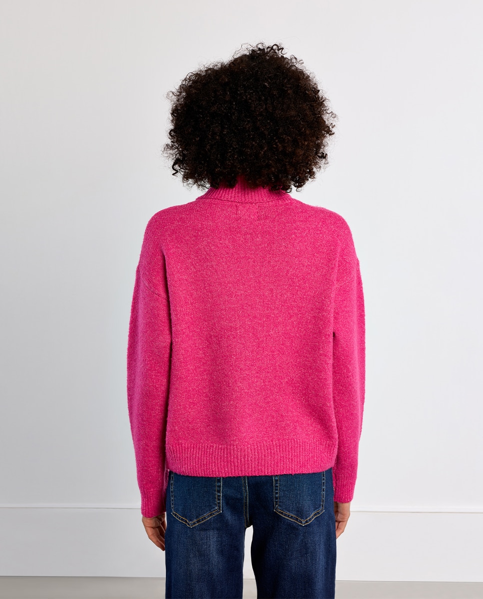 Jersey de mujer de manga larga cuello alto - Lili Sidonio - Rosa Rosa-4
