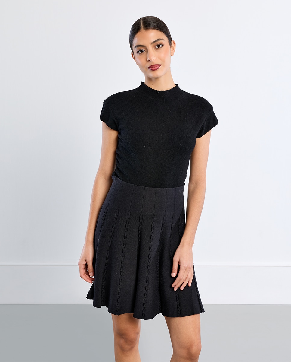 Falda corta plisada de tiro alto - Lili Sidonio - Negro Negro-1
