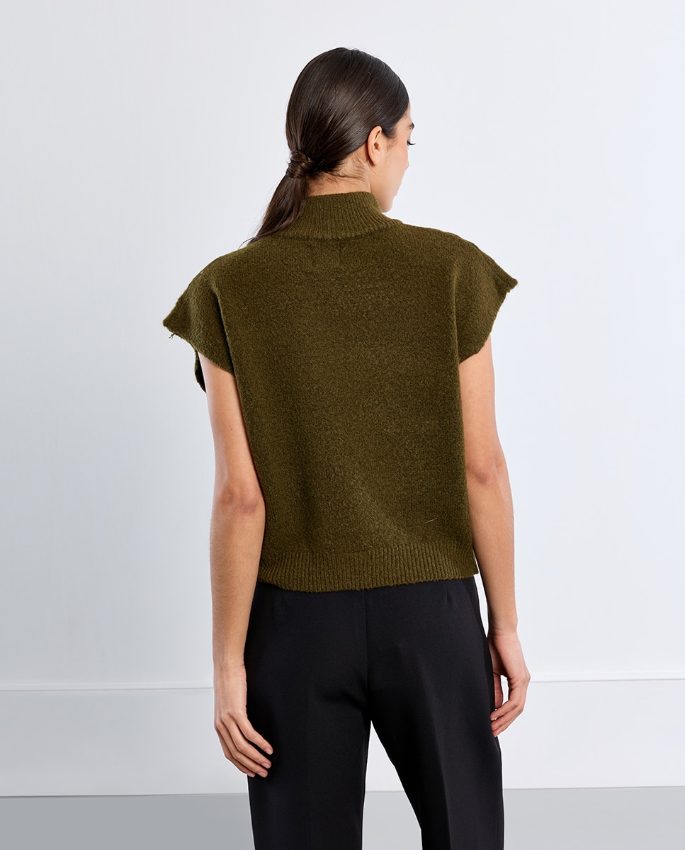 Jersey de mujer de manga corta detalle tachuelas - Lili Sidonio - Verde Verde-4