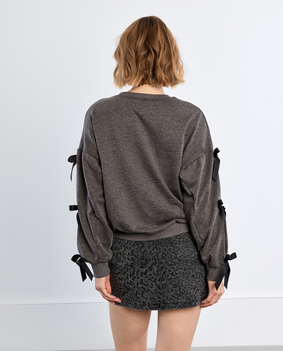 Sudadera de mujer de manga larga detalle lazos - Lili Sidonio - Gris Gris-4