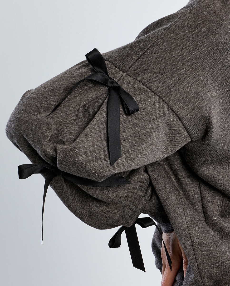 Sudadera de mujer de manga larga detalle lazos - Lili Sidonio - Gris Gris-5