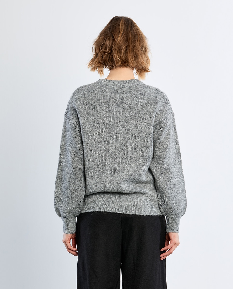 Jersey de mujer de manga larga estampado lazo - Lili Sidonio - Gris Gris-4