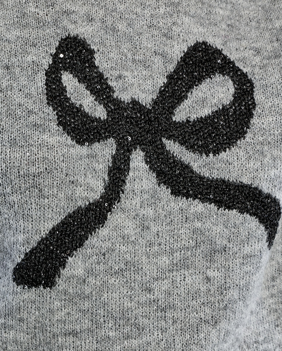 Jersey de mujer de manga larga estampado lazo - Lili Sidonio - Gris Gris-5