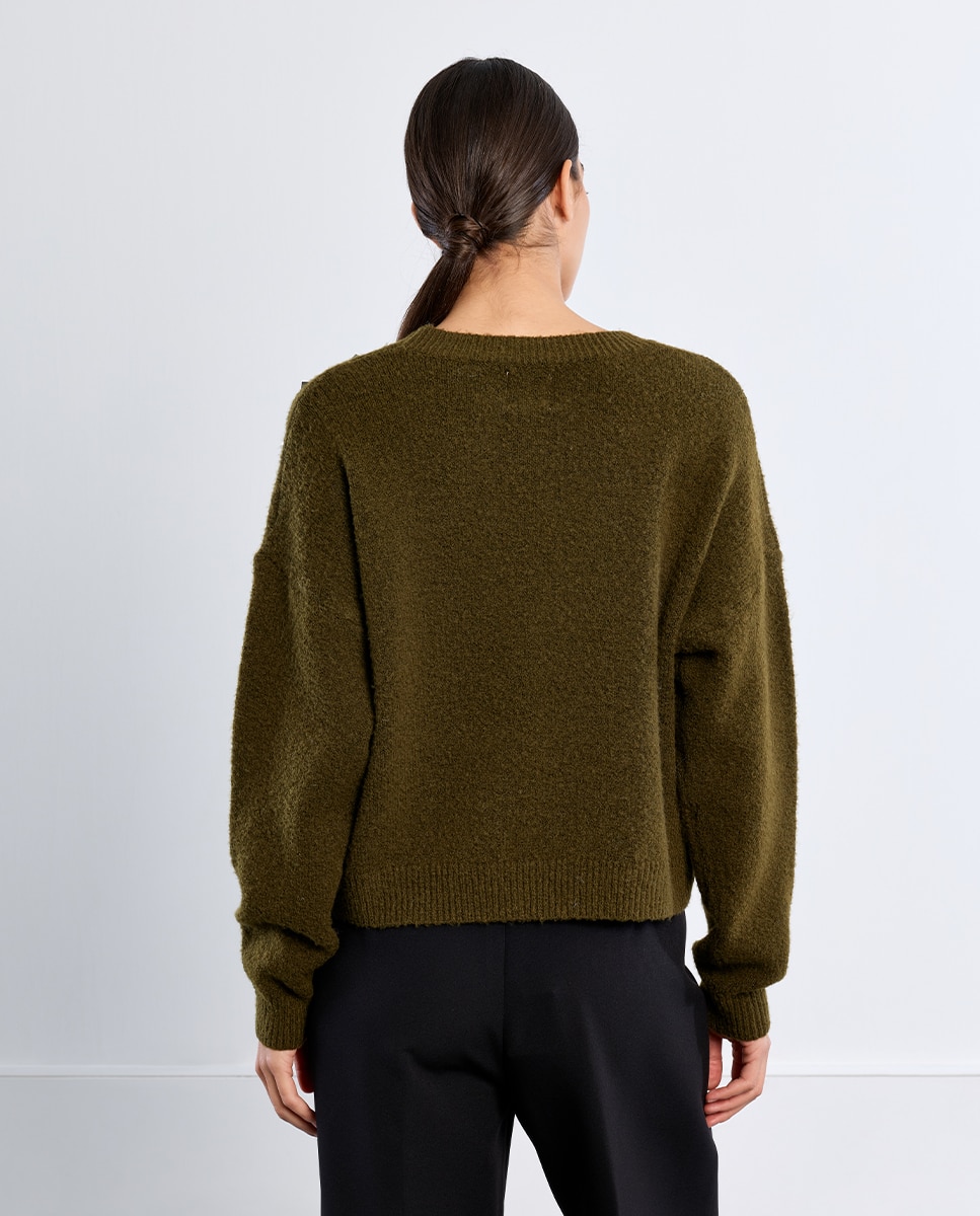 Jersey de mujer de manga larga detalle tachuelas - Lili Sidonio - Verde Verde-4