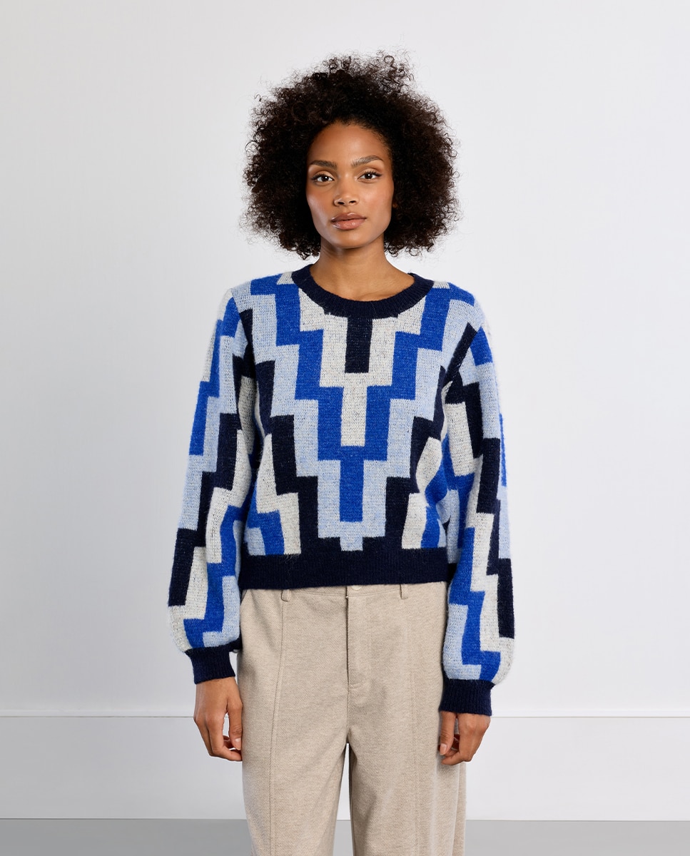 Jersey de mujer de manga larga con estampado - Lili Sidonio - Azul marino Azul marino-2