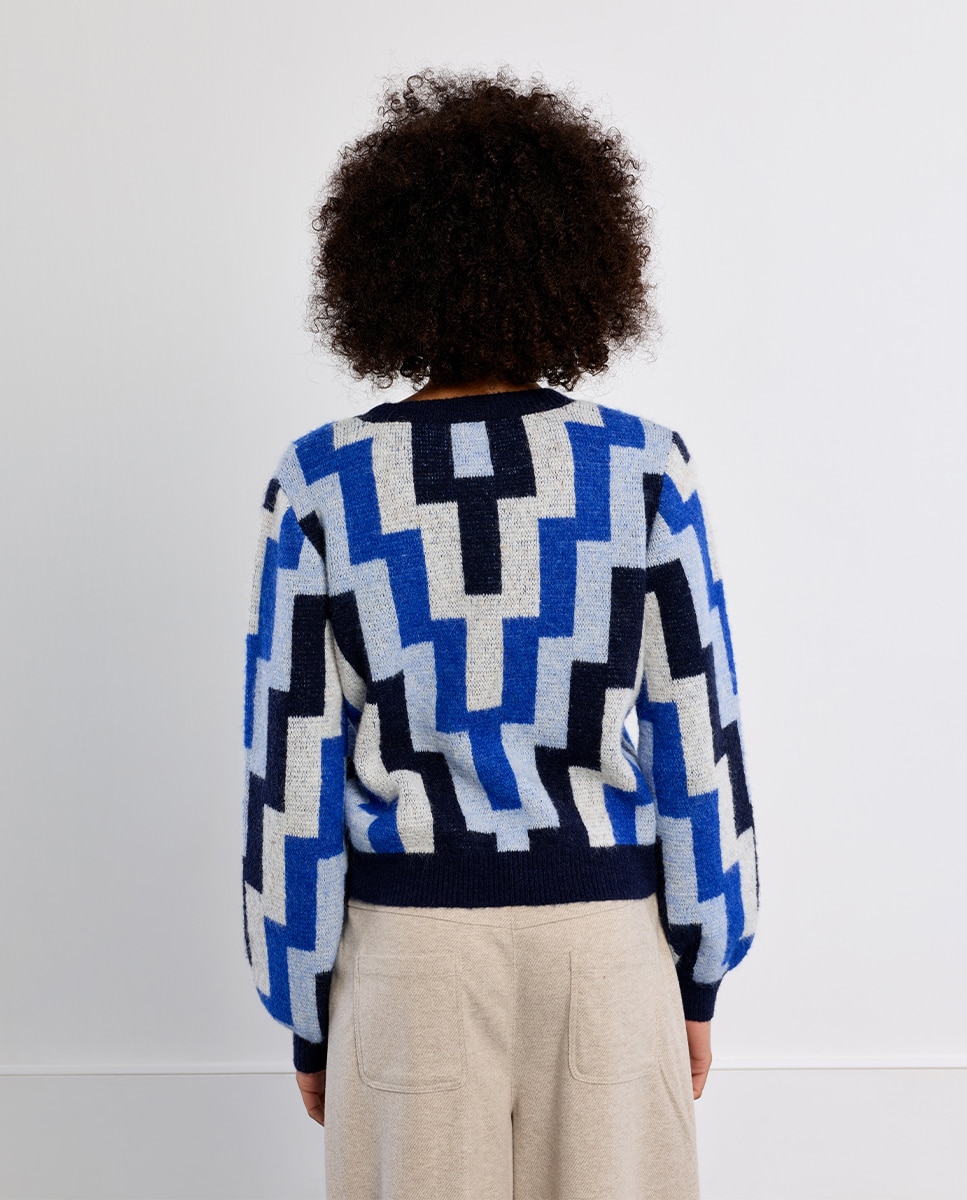 Jersey de mujer de manga larga con estampado - Lili Sidonio - Azul marino Azul marino-4