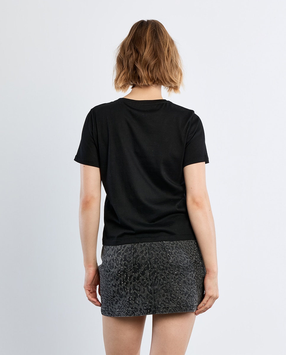 Camiseta de mujer de manga corta detalle corazón - Lili Sidonio - Negro Negro-4