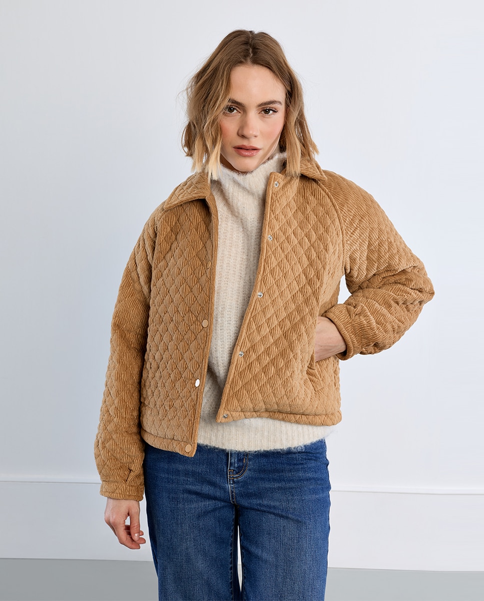 Chaqueta de mujer de manga larga motivo rombos - Lili Sidonio - Beige Beige-1