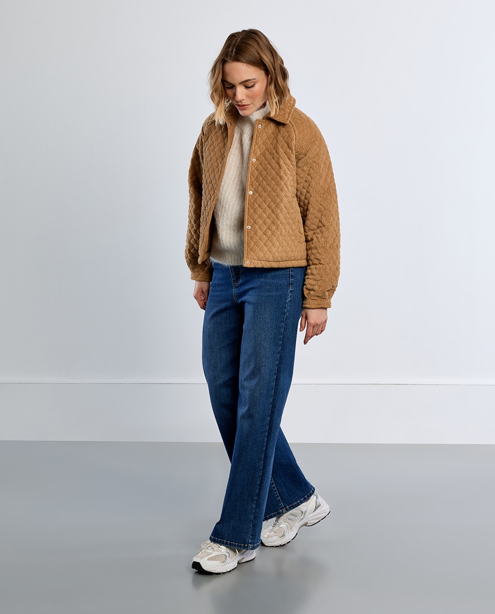 Chaqueta de mujer de manga larga motivo rombos - Lili Sidonio - Beige Beige-2