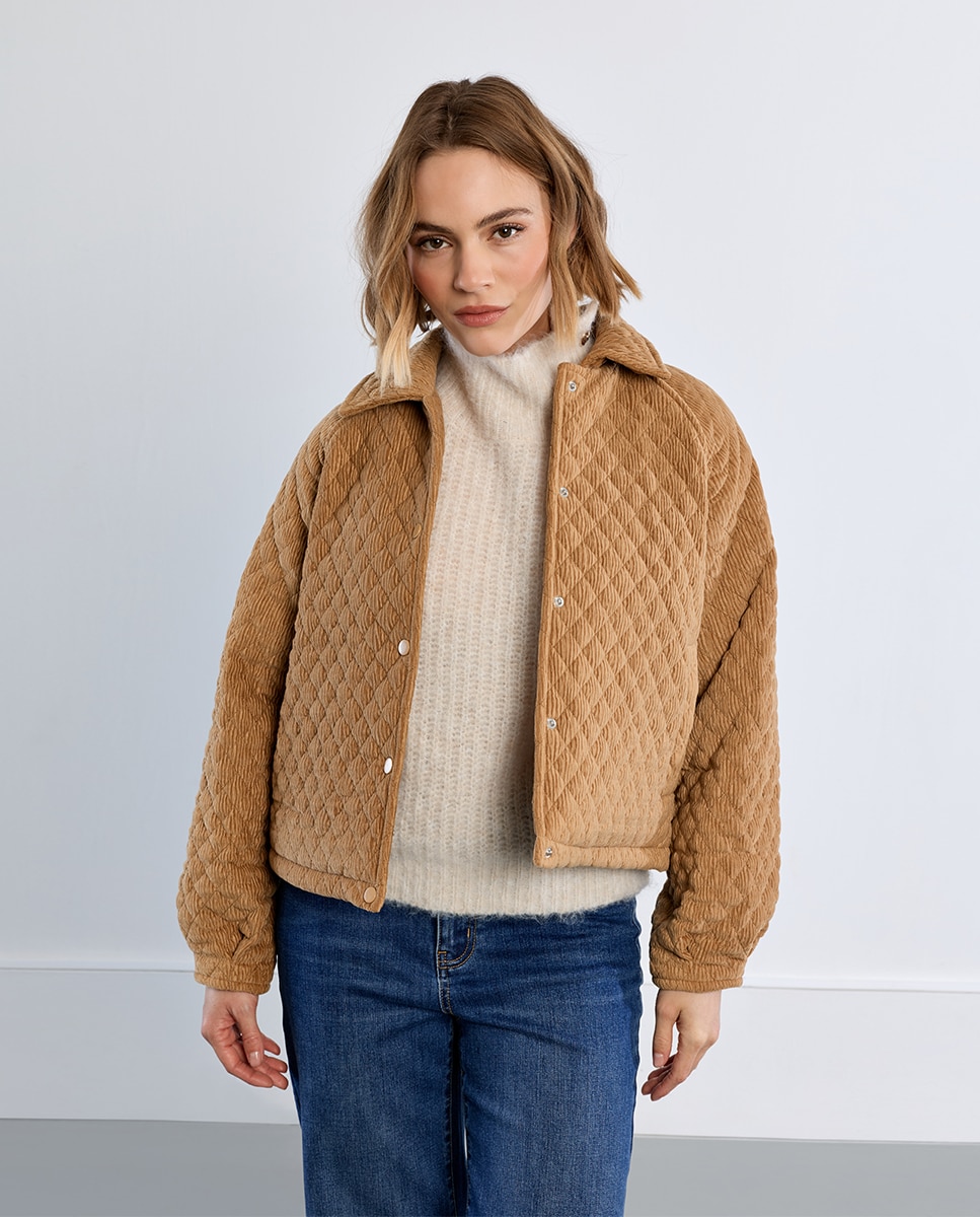 Chaqueta de mujer de manga larga motivo rombos - Lili Sidonio - Beige Beige-3
