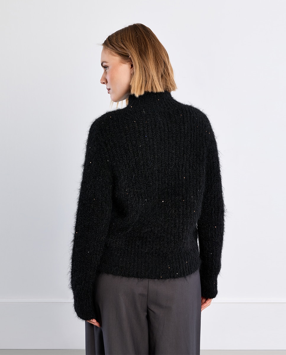Jersey de mujer de manga larga cuello alto - Lili Sidonio - Negro Negro-4