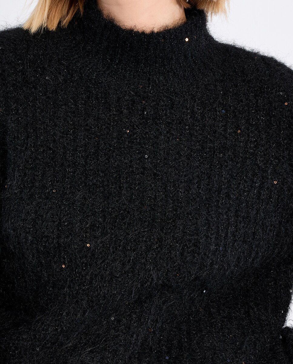 Jersey de mujer de manga larga cuello alto - Lili Sidonio - Negro Negro-5
