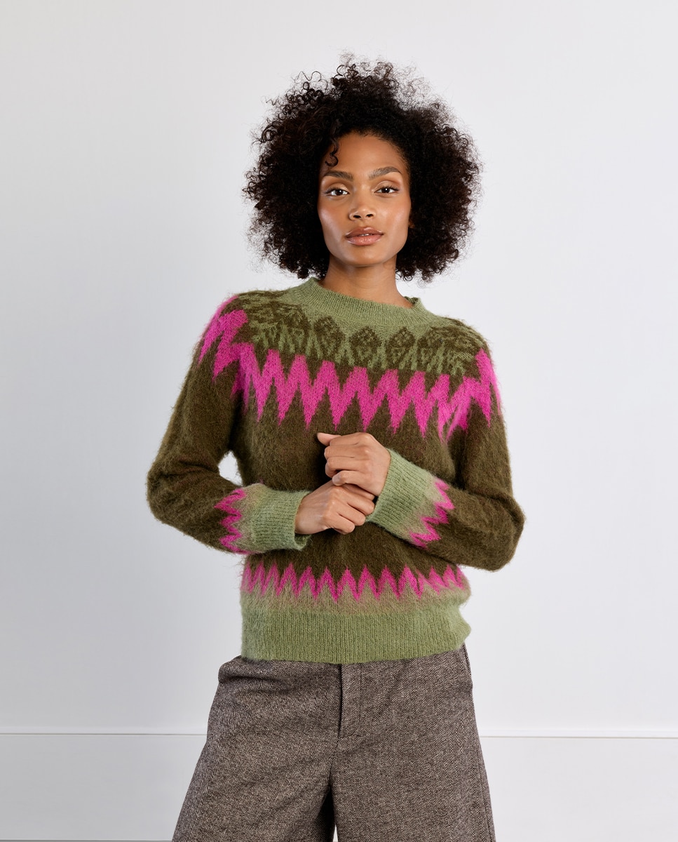 Jersey de mujer de manga larga con estampado - Lili Sidonio - Verde Verde-1