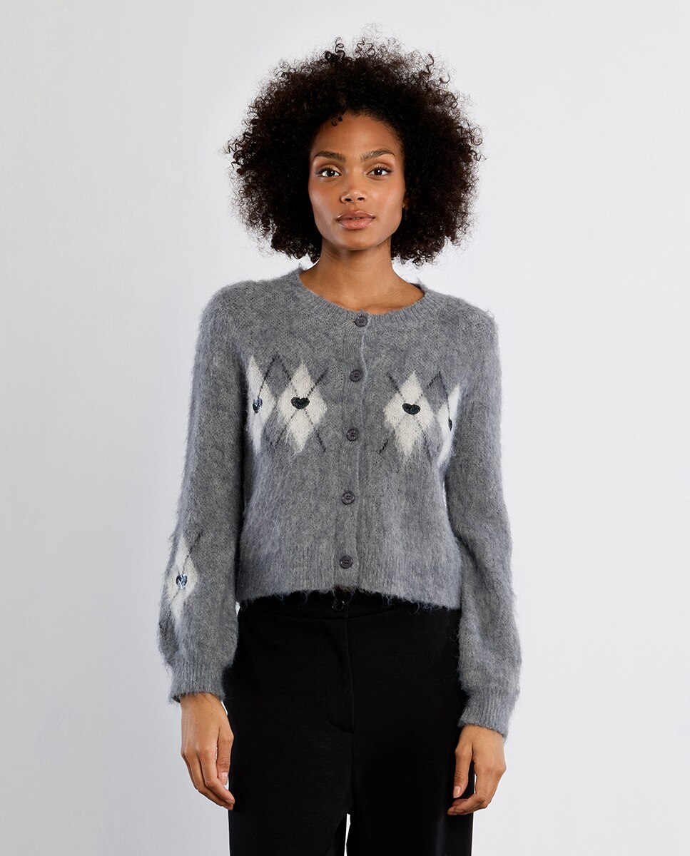 Cárdigan de mujer de manga larga con estampado - Lili Sidonio - Gris Gris-2
