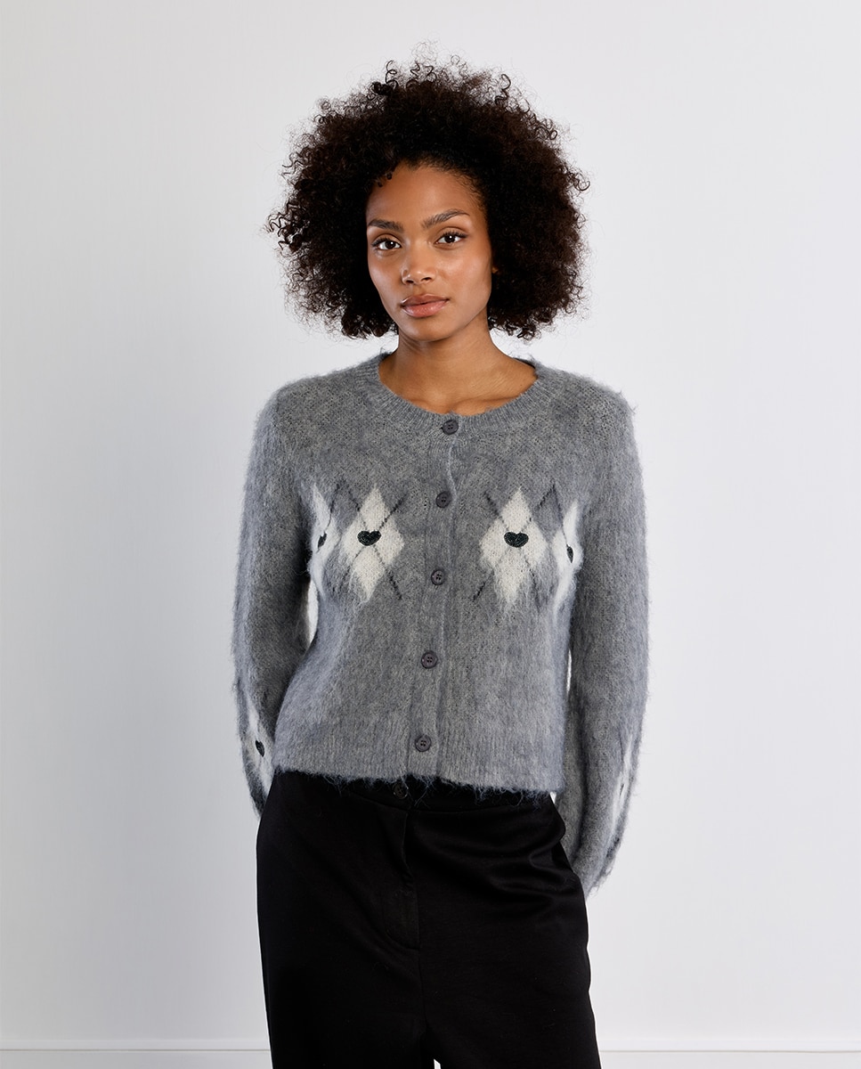Cárdigan de mujer de manga larga con estampado - Lili Sidonio - Gris Gris-3