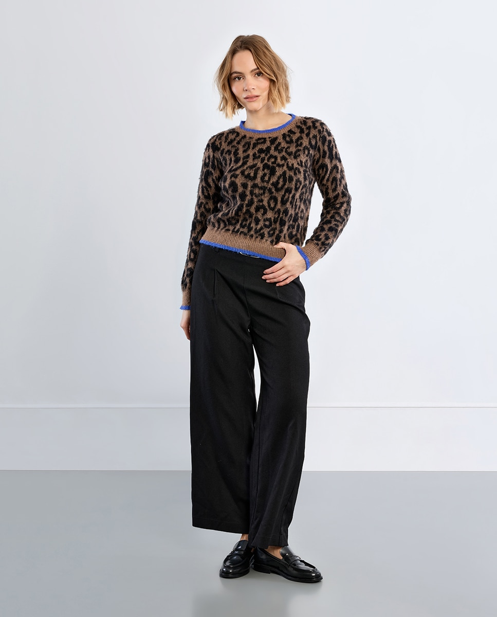 Cárdigan de mujer con lazada y estampado - Lili Sidonio - Marrón Marrón-2
