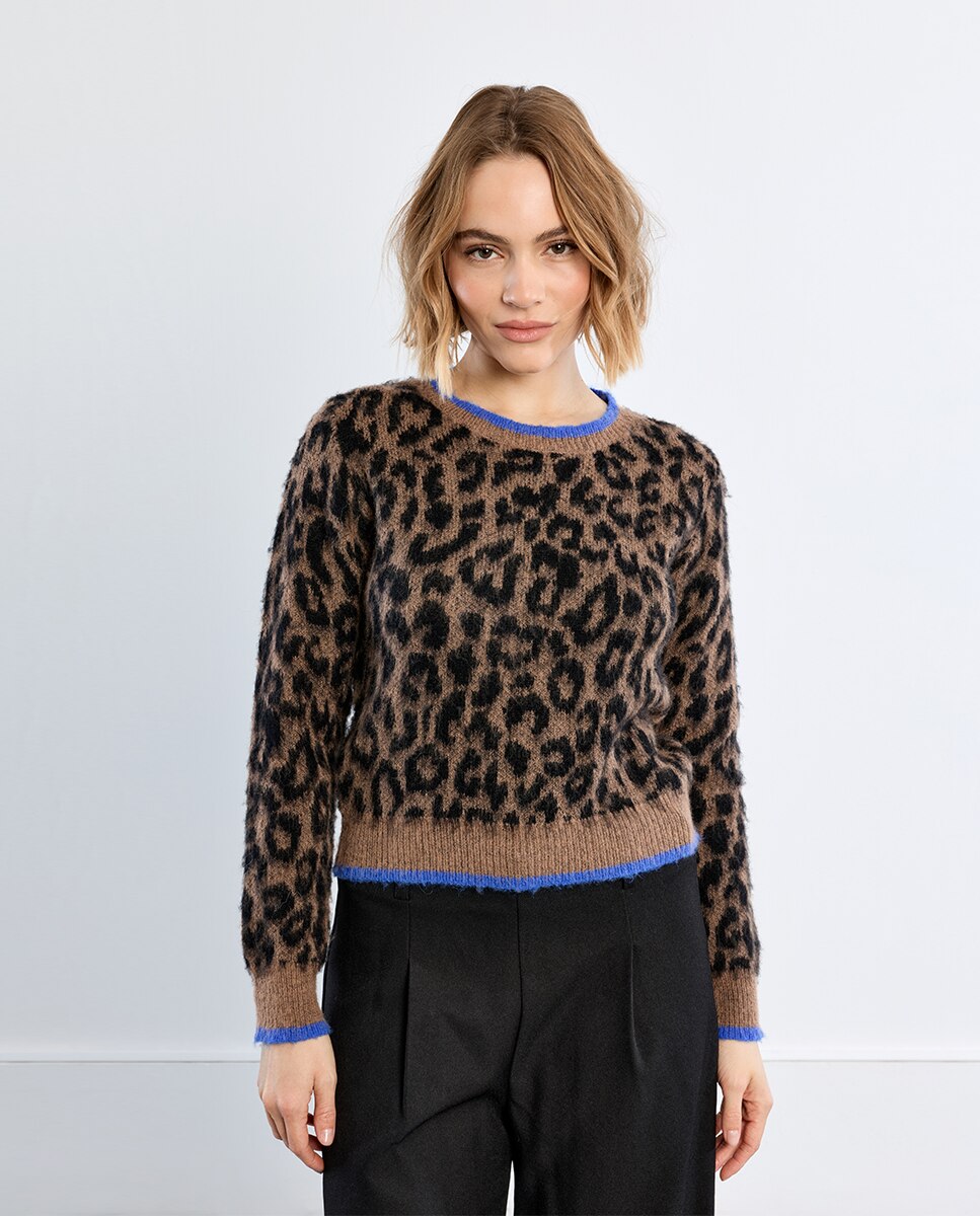 Cárdigan de mujer con lazada y estampado - Lili Sidonio - Marrón Marrón-3