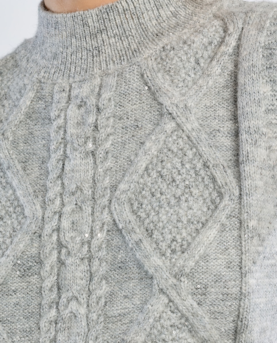 Jersey de mujer de manga sisa en punto mezclado - Lili Sidonio - Gris Gris-5