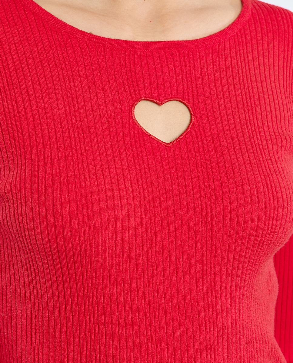 Jersey de mujer de manga larga detalle corazón - Lili Sidonio - Rojo Rojo-5