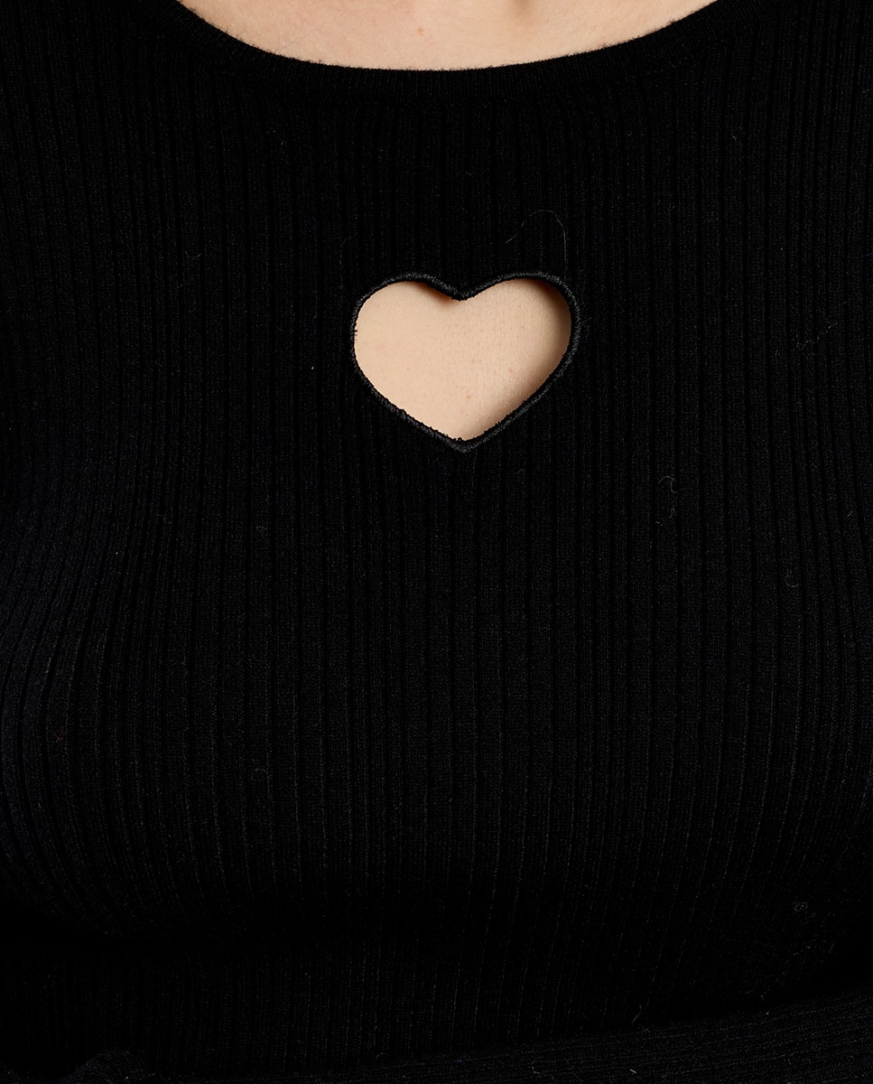 Jersey de mujer de manga larga detalle corazón - Lili Sidonio - Negro Negro-5