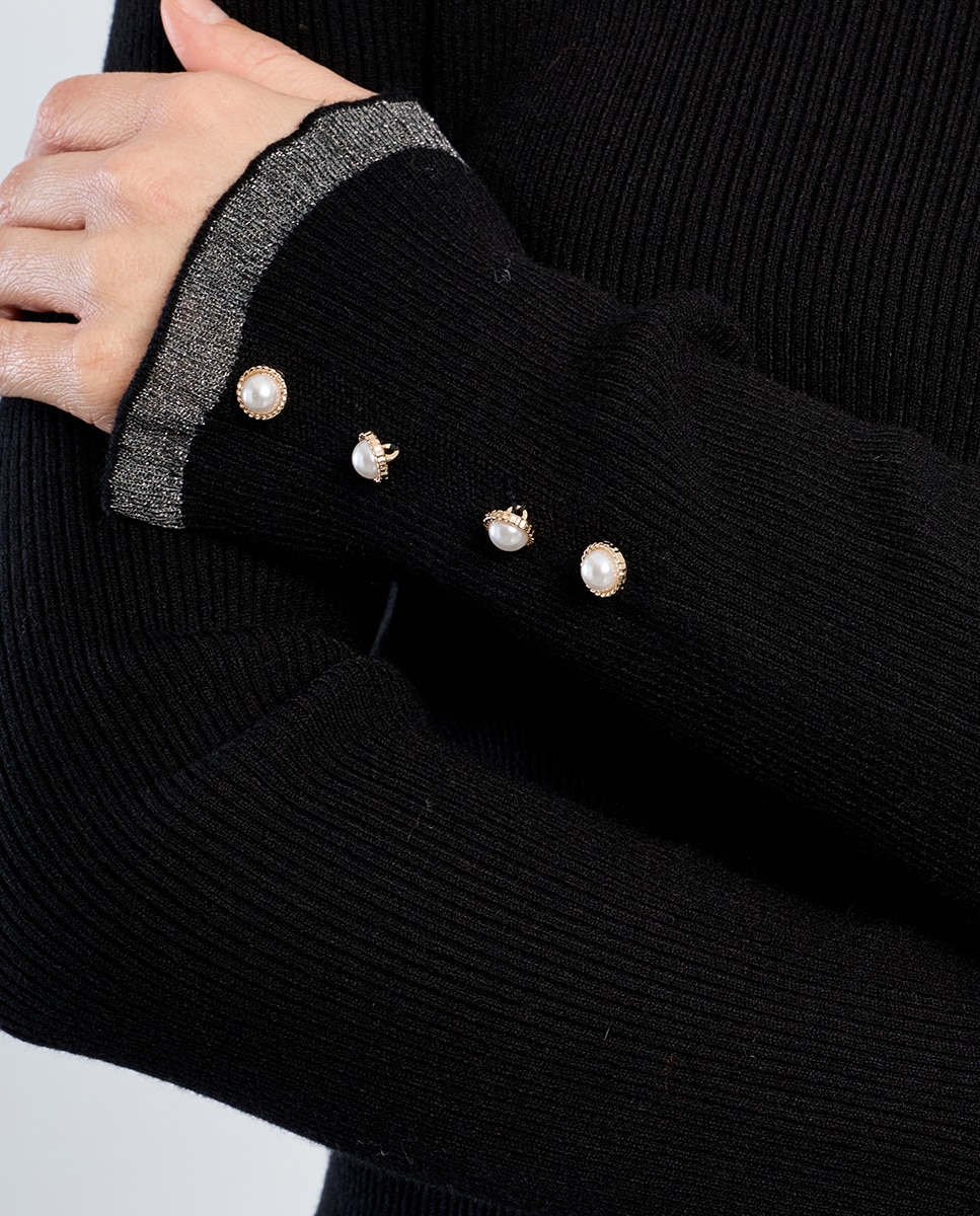 Jersey de mujer de manga larga y volantes - Lili Sidonio - Negro Negro-5