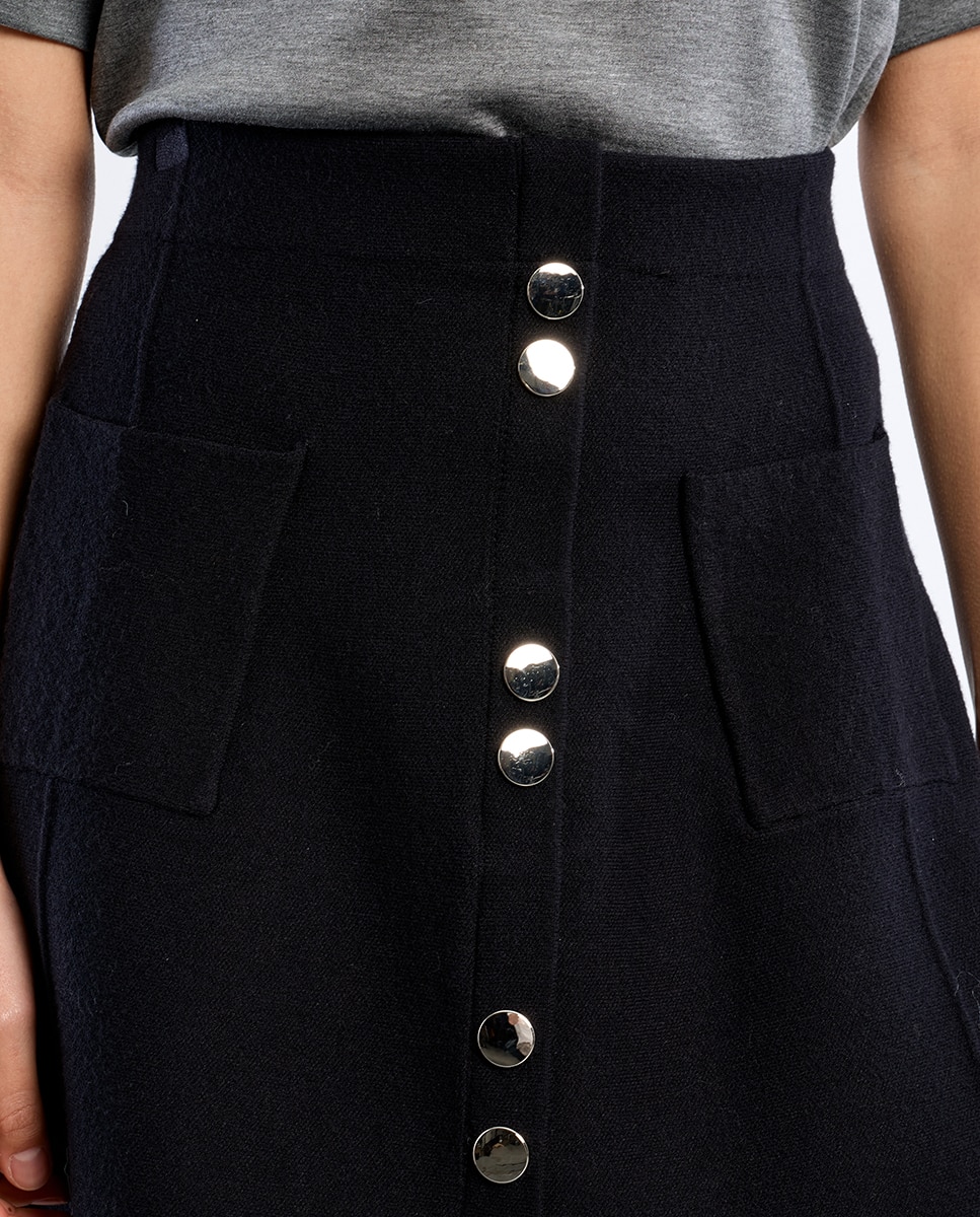Falda corta detalle botones - Lili Sidonio - Negro Negro-5