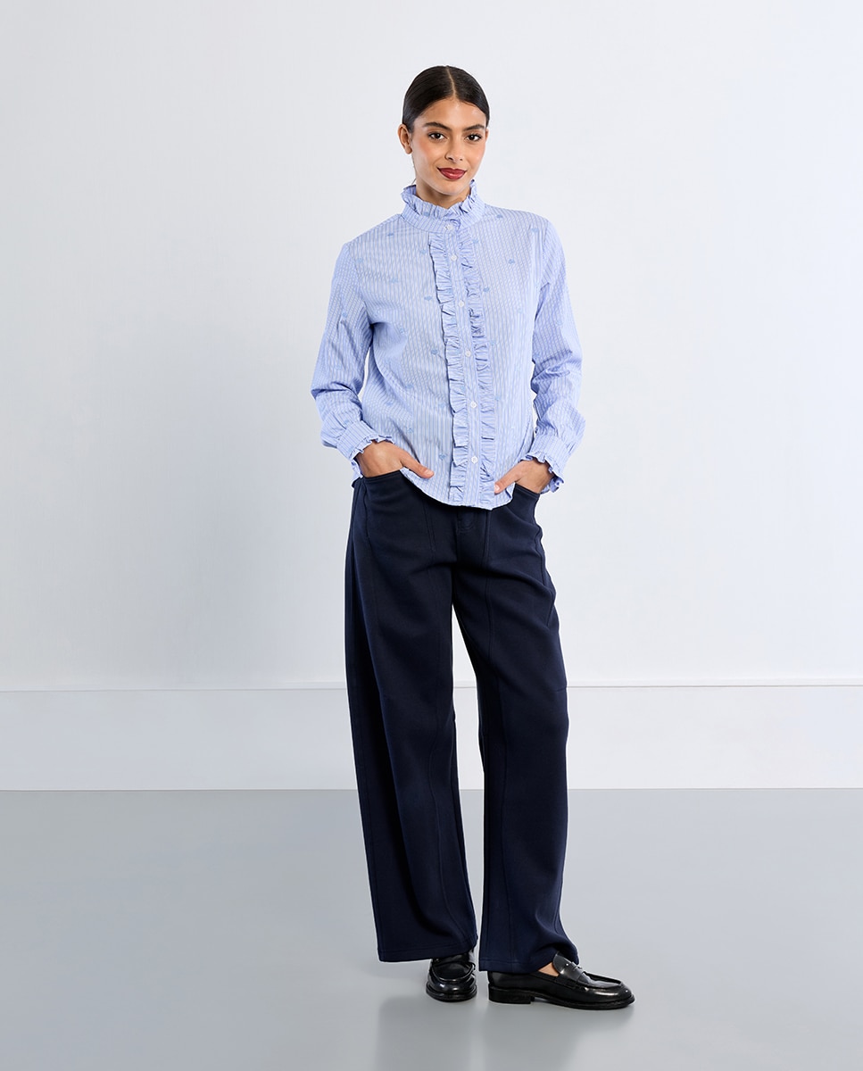 Camisa de mujer de manga larga poeta con estampado - Lili Sidonio - Azul Azul-1