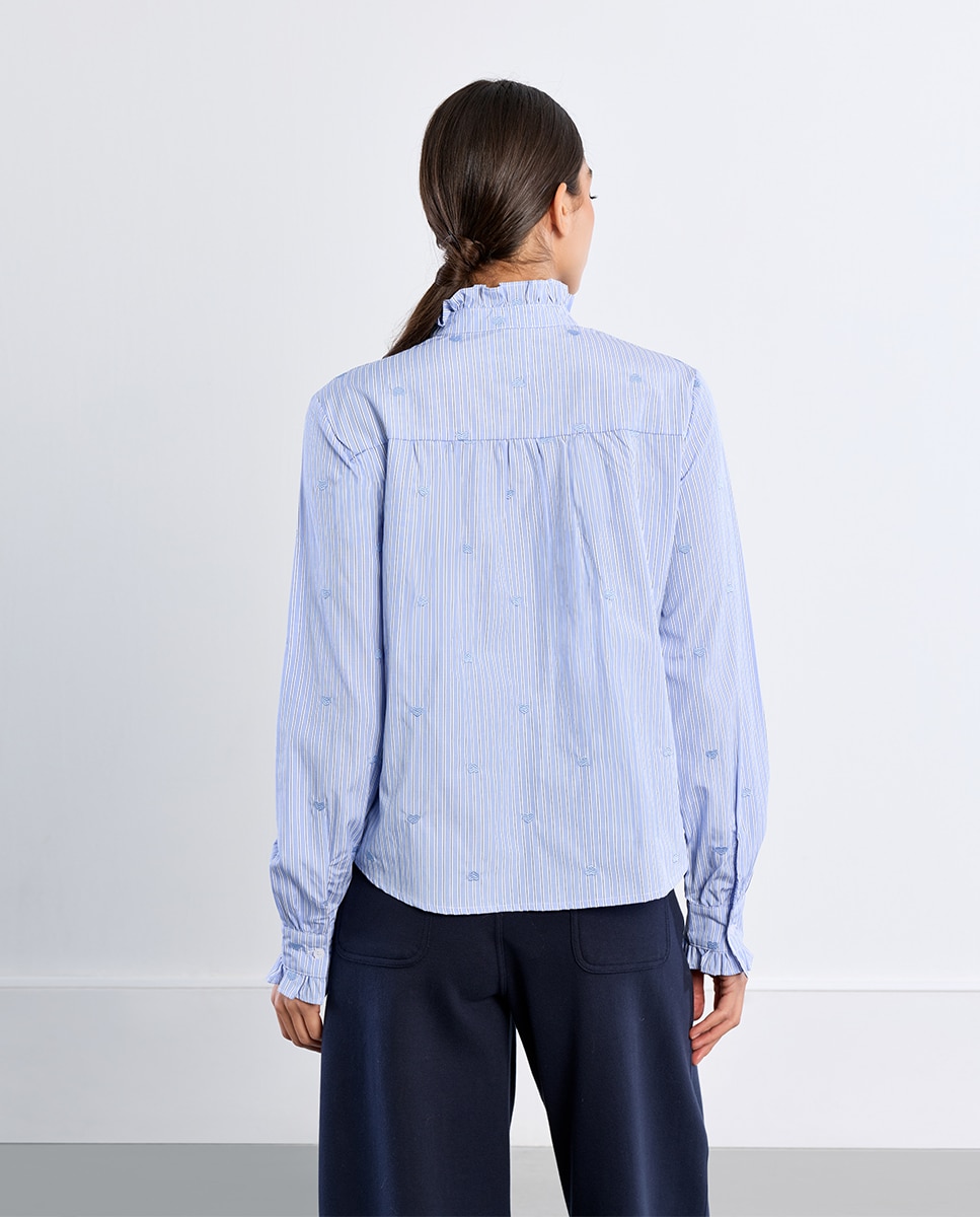 Camisa de mujer de manga larga poeta con estampado - Lili Sidonio - Azul Azul-4