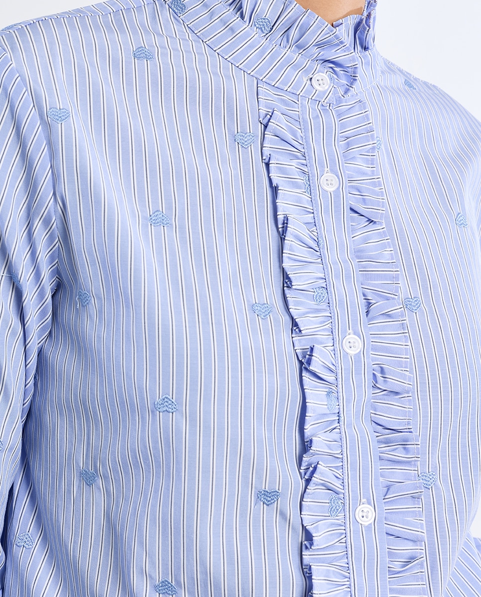 Camisa de mujer de manga larga poeta con estampado - Lili Sidonio - Azul Azul-5