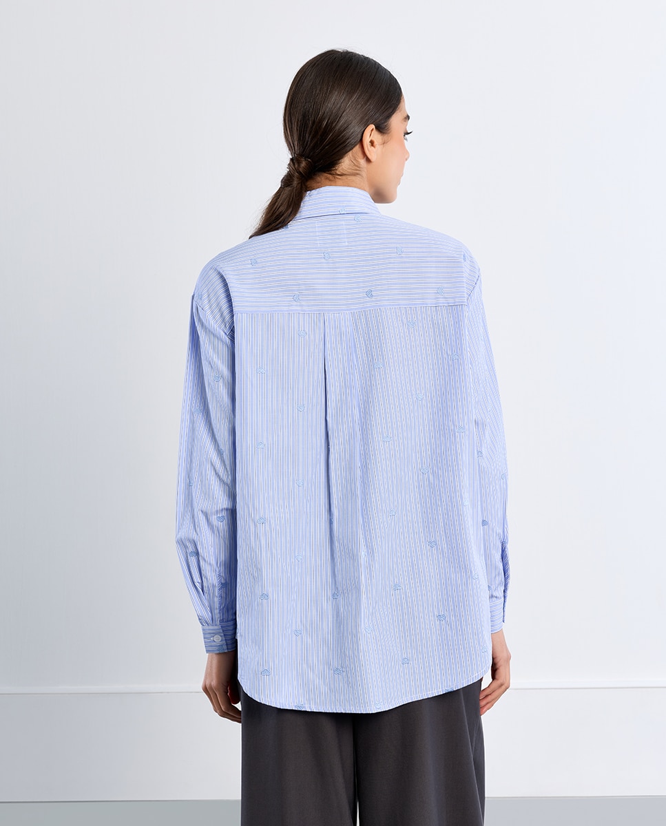 Camisa de mujer de manga larga con estampado - Lili Sidonio - Azul Azul-4