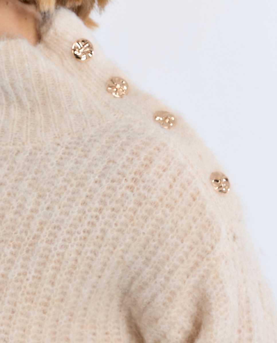 Jersey de mujer de manga larga detalle botones - Lili Sidonio - Crudo Crudo-5
