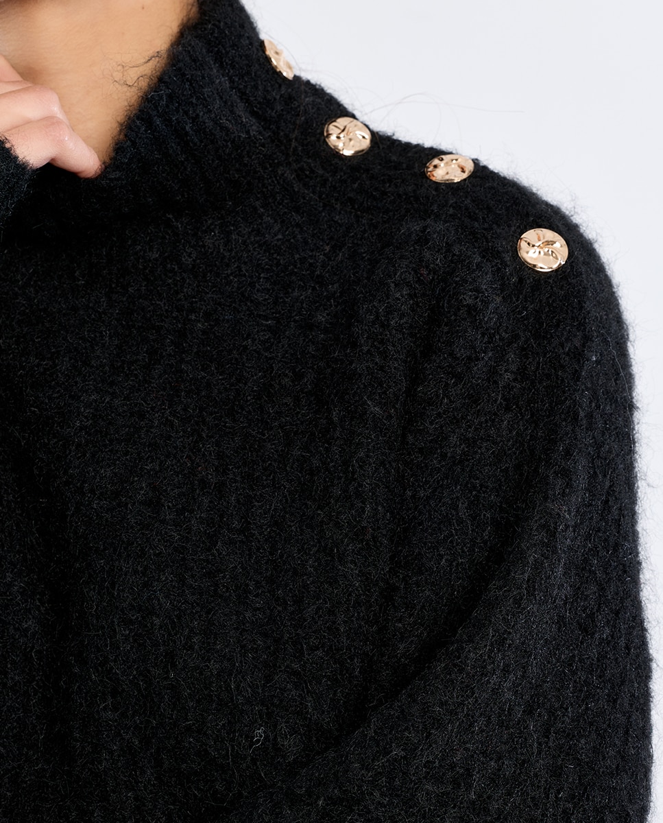 Jersey de mujer de manga larga detalle botones - Lili Sidonio - Negro Negro-5