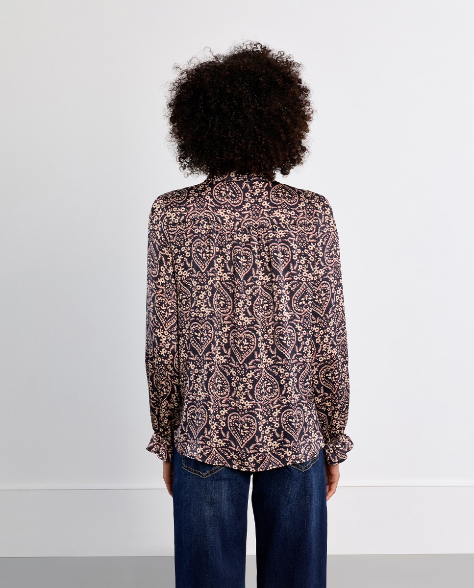 Camisa de mujer de manga larga mariposa y estampado - Lili Sidonio - Negro Negro-4