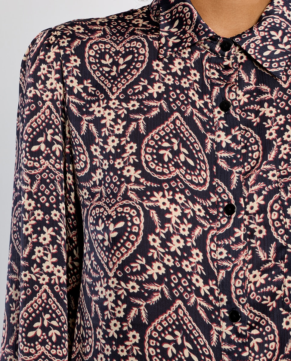 Camisa de mujer de manga larga mariposa y estampado - Lili Sidonio - Negro Negro-5