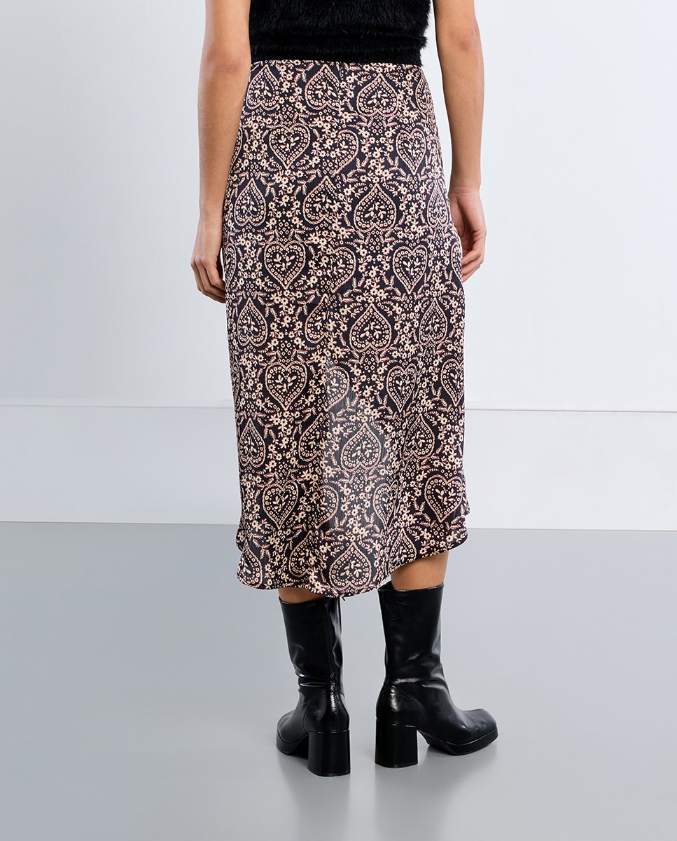 Falda larga asimétrica con estampado - Lili Sidonio - Negro Negro-3
