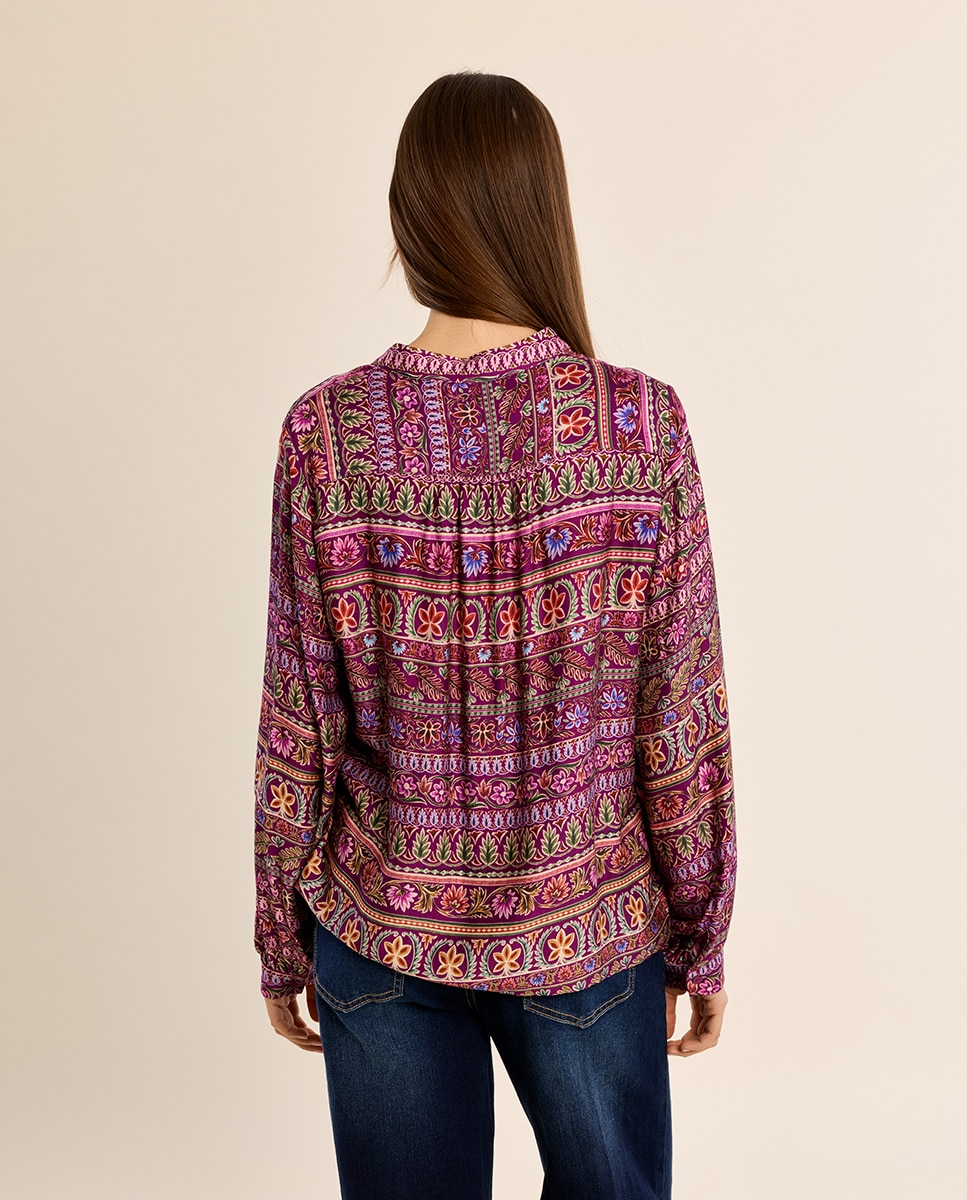 Camisa de mujer de manga larga con estampado - Molly Bracken - Morado Morado-4