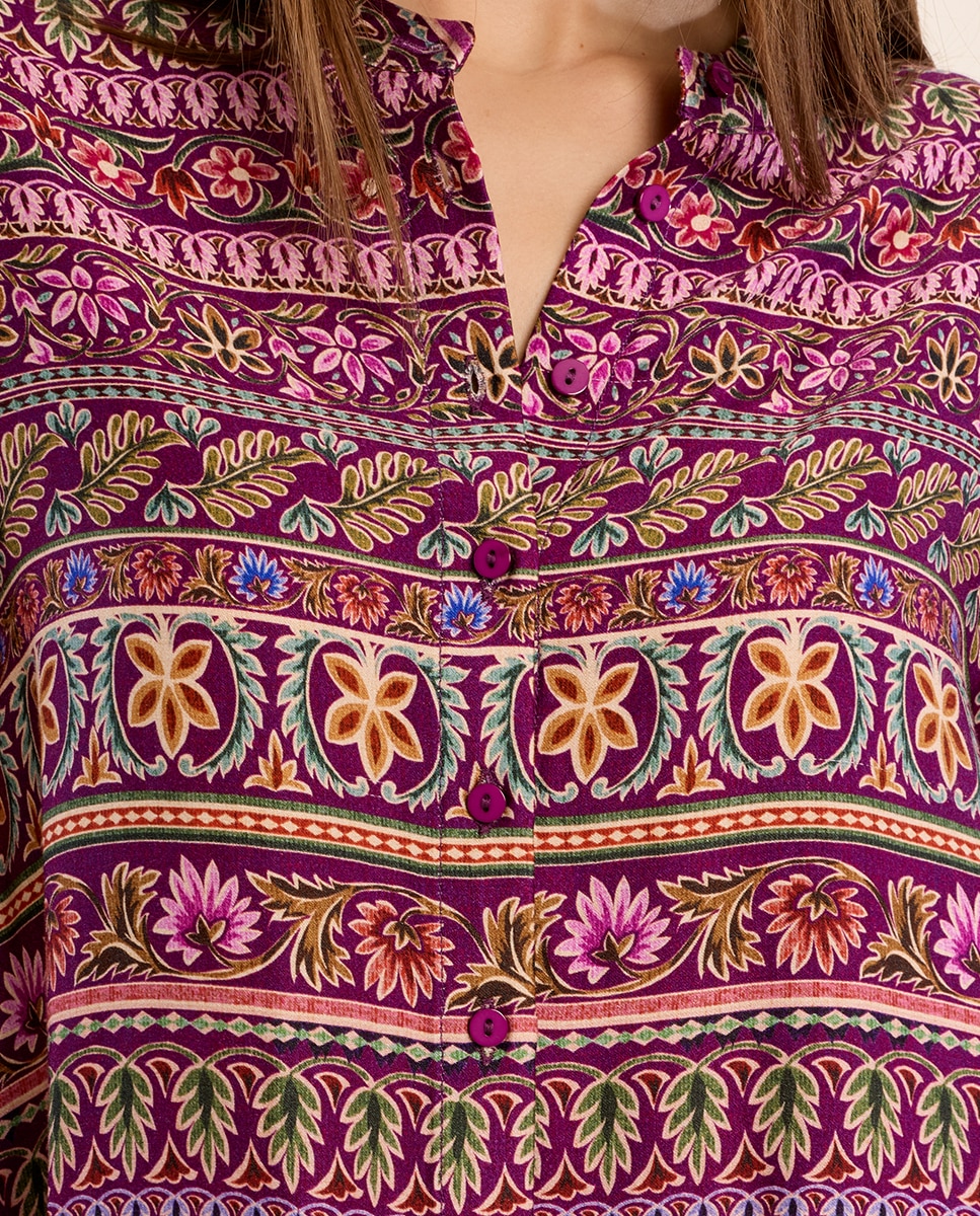 Camisa de mujer de manga larga con estampado - Molly Bracken - Morado Morado-5