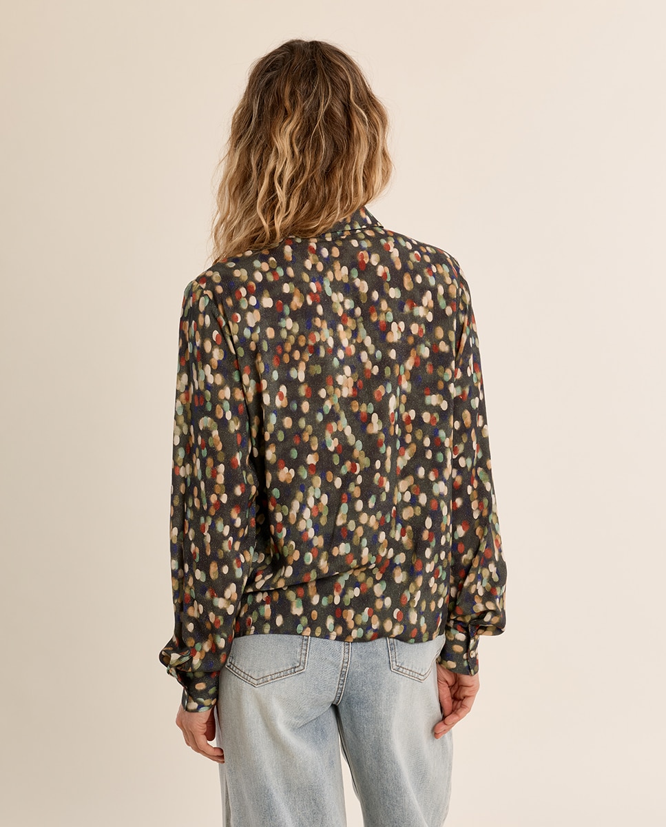 Camisa de mujer de manga larga con estampado - Molly Bracken - Kaki Kaki-4
