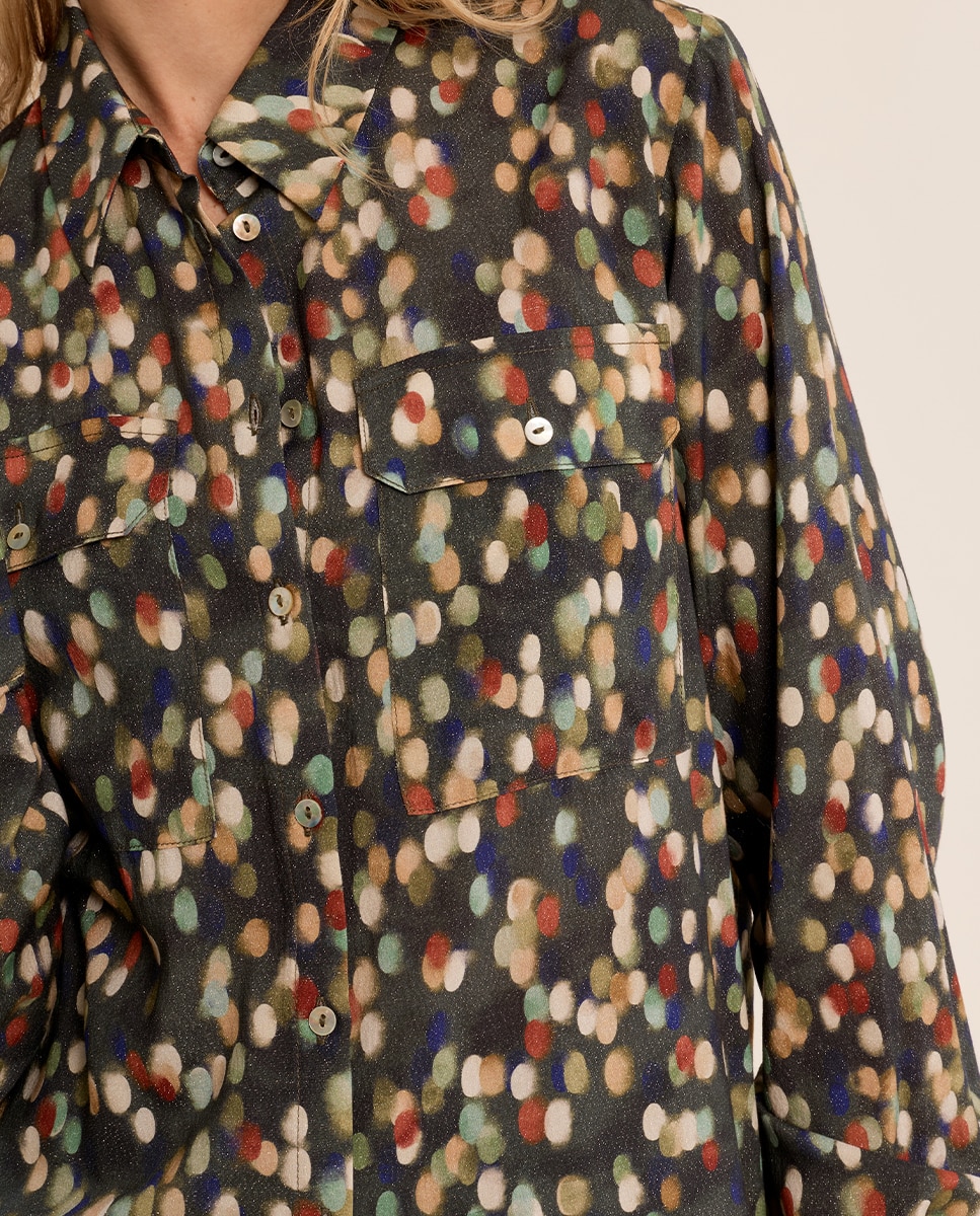 Camisa de mujer de manga larga con estampado - Molly Bracken - Kaki Kaki-5