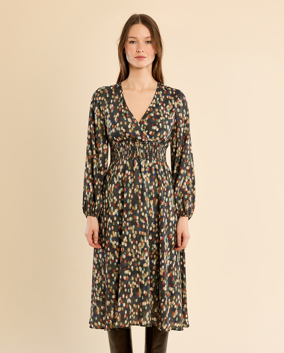 Vestido de manga larga con estampado - Molly Bracken - Kaki Kaki-2
