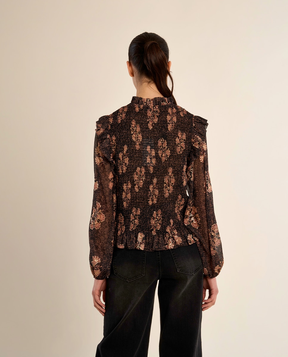 Top de mujer de manga larga con estampado - Molly Bracken - Marrón chocolate Marrón chocolate-4