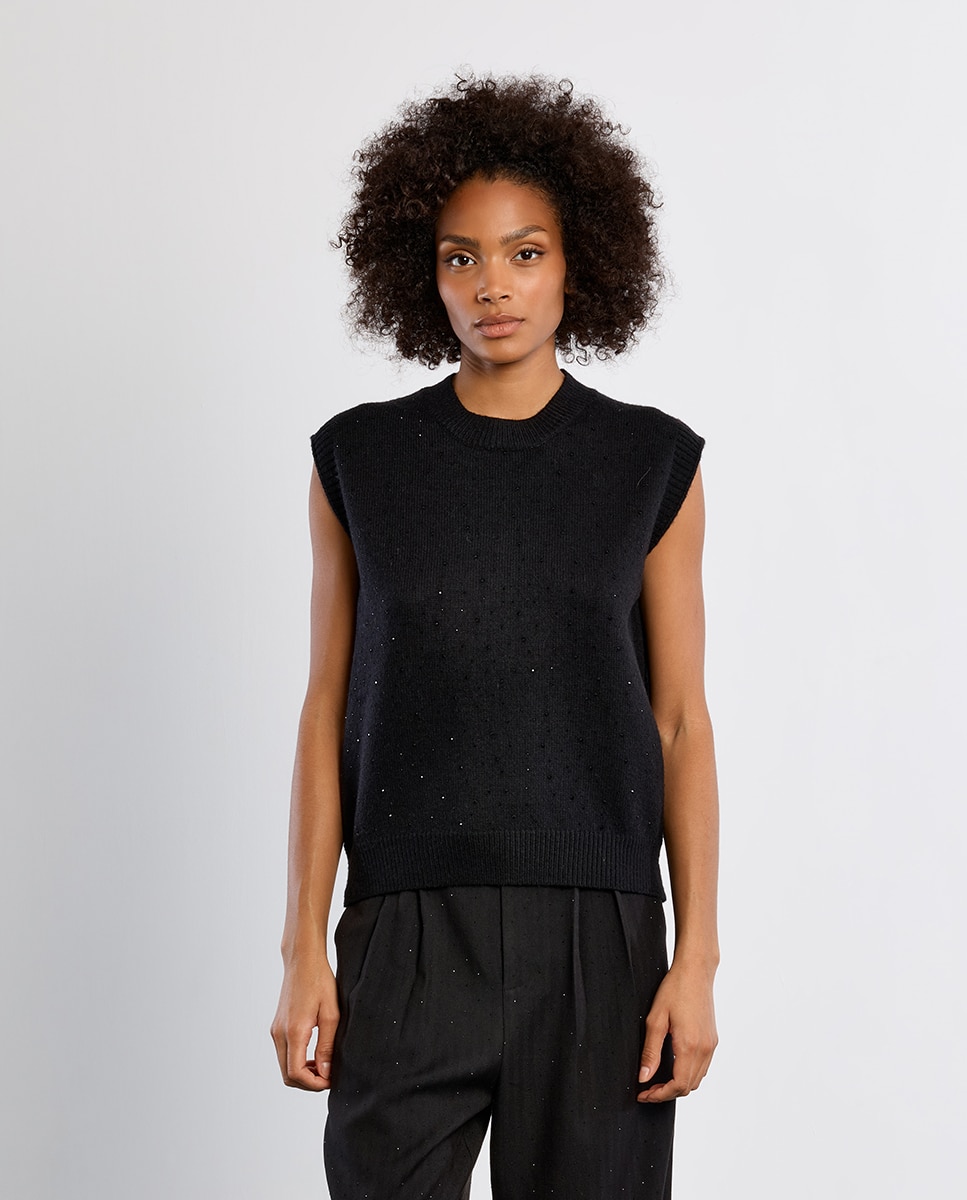 Jersey de mujer de manga sisa corte recto - Lili Sidonio - Negro Negro-2