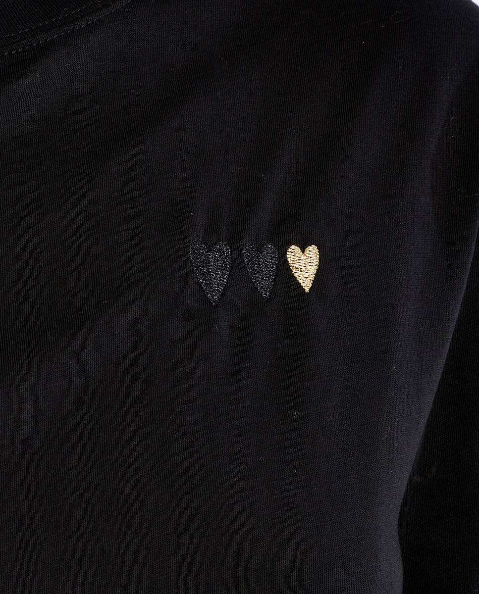 Camiseta de mujer de manga larga estampado corazones - Lili Sidonio - Negro Negro-5