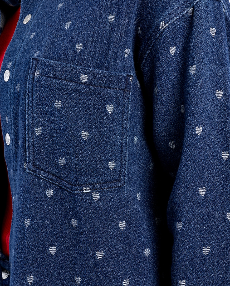 Sobrecamisa de mujer vaquera estampado corazones - Lili Sidonio - Azul Azul-5