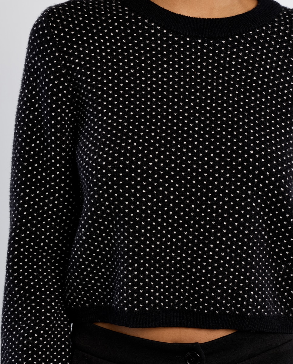 Jersey de mujer de manga larga estampado lunares - Lili Sidonio - Negro Negro-5