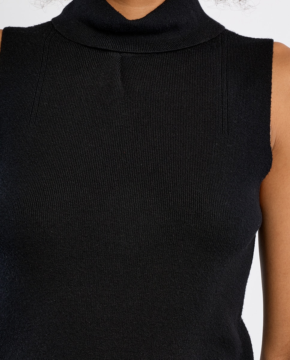 Top de mujer de manga sisa y cuello alto - Lili Sidonio - Negro Negro-5