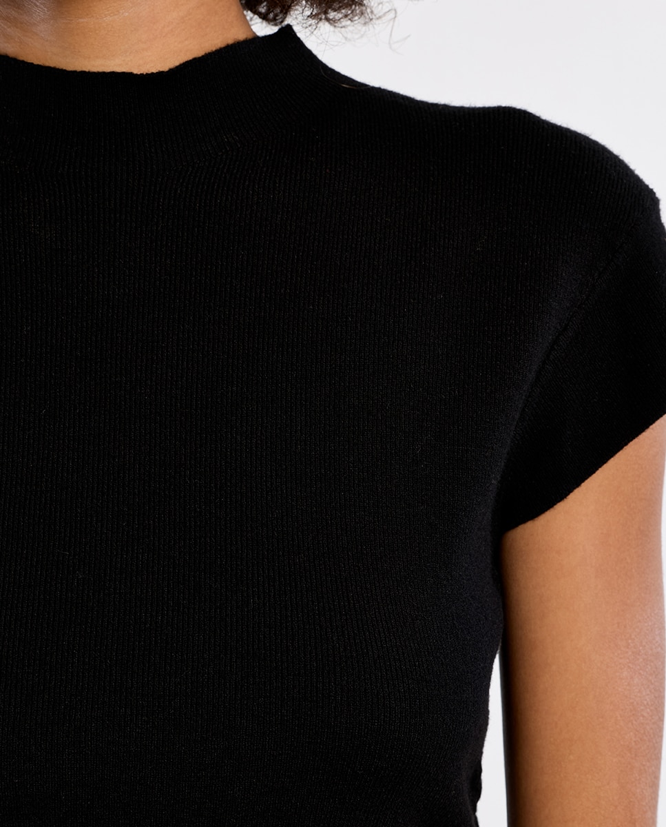 Jersey de mujer de manga corta cuello cerrado - Lili Sidonio - Negro Negro-5